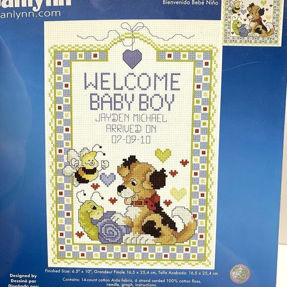 NOS Janlynn Cross Stitch Kit Welcome Baby Boy 6.5”x10” Factory Sealed USA Made - Picture 5 of 7